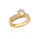 Load image into Gallery viewer, Stainless Steel Round Rings For Women Zircon Geometric Gold Color Crystal Ring Aesthetic Wedding Party Jewerly Gift Bague Femme