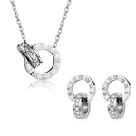 Load image into Gallery viewer, Classic Roman Numeral Crystal Stainless Steel Earrings Necklace for Women Luxury Elegant Fashion Wedding Party Jewelry Gift