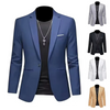 Men's Casual Business Fashion Suit Slim Fit Formal Chic Jacket Single Button Solid Lapel Outwear Elegant Costume Pockets Suit