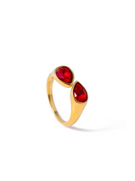 Load image into Gallery viewer, CARLIDANA Luxury Titanium Steel Zirconia Open Rings for Women 14K Gold Plated Stainless Steel Water Drop Zircon Ring Jewelry