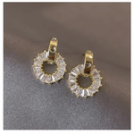 Load image into Gallery viewer, JUWANG New Classic Fashion Plated 14k Real Gold Luxury Sweet Girl Party Gift Exquisite Round Zircon Anti-allergy Dangle Earrings