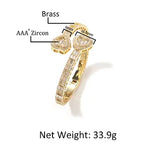 Load image into Gallery viewer, Uwin Baguette CZ Heart 6mm Adjustable Cuff Bangle Micro Paved Bling Cubic Zircon