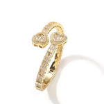 Load image into Gallery viewer, Uwin Baguette CZ Heart 6mm Adjustable Cuff Bangle Micro Paved Bling Cubic Zircon