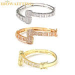 Load image into Gallery viewer, 2024 Luxury Fashion Bling CZ Custom Opened Square Cubic Zircon Iced Out Gold Col