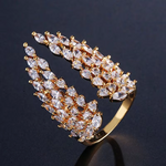 Load image into Gallery viewer, Huitan Bling Bling Wing Feather Rings Women Novel Design Romantic Accessories for Party Adjustable Opening Ring Fashion Jewelry