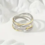 Load image into Gallery viewer, 1pc Exquisite Intertwine Band Ring - Wedding Bands with Paved Shining Zirconia, Chic Trendy Design, Luxury Jewelry Gift for Your Love, Perfect Engagement and Wedding Ring Dupes