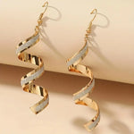Load image into Gallery viewer, Glamorous Spiral Gemstone Drop Earrings - Fashion-Forward Design - Sparkling Shining Stones - Versatile Golden/Silvery/Black - Perfect for Daily Wear & Parties