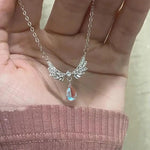 Load image into Gallery viewer, 1Pc Exquisite Angel Wings Drop Fashion Personalised Elegant Silver Color Stainless Steel Pendant Necklace Women Daily Party Gift