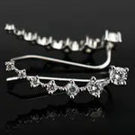 Load image into Gallery viewer, Elegant Curved Stud Earrings with Sparkling Cubic Zirconia - Stainless Steel Posts, Silvery Alloy, Perfect Gift for Her
