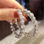 Load image into Gallery viewer, Huitan Trendy Micro Paved Zircon Big Hoop Earrings for Women Elegant Shiny Jewelry Party Accessories