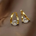 Load image into Gallery viewer, Elegant 2pcs Golden-Tone Cubic Zirconia Stud Earrings Set - Versatile & Stylish Accessory for Casual Attire, Perfect Valentine's Day or Birthday Gift