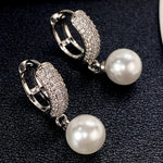 Load image into Gallery viewer, Vintage Romance Freshwater Pearl Drop Earrings - Drop & Dangle Jewelry with 925 Silver Plated, Zirconia Accents, and Elegant Design for Women's Wedding, Bridal, and Anniversary Gifts - Hypoallergenic and Nickel-Free