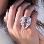 Load image into Gallery viewer, Huitan Bling Bling Wing Feather Rings Women Novel Design Romantic Accessories for Party Adjustable Opening Ring Fashion Jewelry