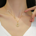 Load image into Gallery viewer, LUCKY99 New Trendy Round Four Leaf Clover Pendant Necklaces For Women Luxury 2024 Fashion High Quality Crystal Zircon Necklace