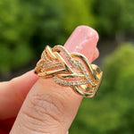 Load image into Gallery viewer, Chic Promise Ring Chunky Braiding Design Paved Shining zirconia Engagement Wedding Ring Silvery Or Golden Make Your Call Dupes Luxury Jewelry