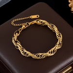Load image into Gallery viewer, GANEMLY 316L Stainless Steel Cuban Wrist Chain Bracelet Bangle For Women Men Trendy 18K Gold Plated Waterproof Jewelry Bijoux