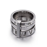 Load image into Gallery viewer, Trendy Shell Stainless Steel Rings Rings for Women Girls Three Layers Roman Numerals Rhinestone Bridal Women Rings Jewelry