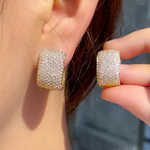 Load image into Gallery viewer, Huitan Full Cubic Zirconia Hoop Earrings for Women Bling Bling Temperament Female Ear Accessories Luxury Bridal Wedding Jewelry