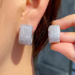 Load image into Gallery viewer, Huitan Full Cubic Zirconia Hoop Earrings for Women Bling Bling Temperament Female Ear Accessories Luxury Bridal Wedding Jewelry