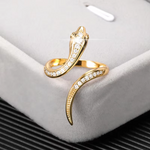 Load image into Gallery viewer, Shiny Rhinestone Zircon Snake Rings For Women Exaggerated Punk Adjustbale Gold Color Animal Snake Finger Rings Wedding Jewelry
