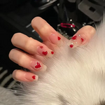 Load image into Gallery viewer, 24Pcs Glossy Almond-Shaped Full Cover French Nail Tips with Romantic Red Heart Design Press-On Nail for Women Valentine Nail Art