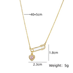 Load image into Gallery viewer, 1 Pcs niche design pin love copper pendant with stainless steel chain combination of light luxury style jewelry items
