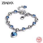 Load image into Gallery viewer, ZDADAN 925 Sterling Silver Charm Sapphire Heart Bracelet Chain For Women Fashion Engagement Party Jewelry Gift