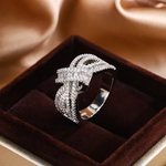 Load image into Gallery viewer, New Luxury Fashion Women 925 Silver Plated Wedding Party Ring Unique Bow Personality Zircon Ring Exquisite Jewelry