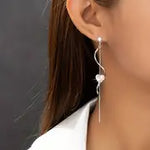 Load image into Gallery viewer, Exquisite Black Heart Spiral Lines Dangle Earrings - 18K Plated, Elegant, Cute, Valentine's Day Gift, Hypoallergenic, Nickel-Free, Durable, Long-Lasting Jewelry