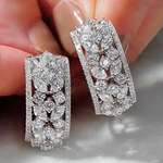 Load image into Gallery viewer, Huitan Luxury Geometric Shaped Stud Earrings Women Inlaid Bling Bling Cubic Zirconia New Trendy Wedding Party Jewelry Drop Ship