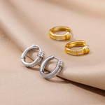 Load image into Gallery viewer, Cubic Zircon Hoop Earrings for Women Luxury Gold Color Stainless Steel Earrings 2024 Trend Piercing Aesthetic Ear Jewelry aretes