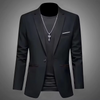 Men's Casual Business Fashion Suit Slim Fit Formal Chic Jacket Single Button Solid Lapel Outwear Elegant Costume Pockets Suit