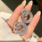 Load image into Gallery viewer, Korean Original Bling Crystal Geometry Exquisite Earrings for Women 2022 New Fashion Statement Earrings Party Jewelry Female