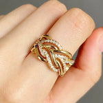 Load image into Gallery viewer, Chic Promise Ring Chunky Braiding Design Paved Shining zirconia Engagement Wedding Ring Silvery Or Golden Make Your Call Dupes Luxury Jewelry
