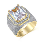 Load image into Gallery viewer, Fashion Rings Square Big Width Signet Rings 14K gold color man Finger Cubic Zirconia Big Stone Men Ring Jewelry anel New