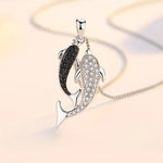 Load image into Gallery viewer, Double dolphin necklace female plated s925 silver clavicle chain gorgeous micro inlaid pendant Korean item jewelry