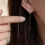 Load image into Gallery viewer, Cute Rhinestone Cat Drop Earrings for Women Korean Long Tassel Zircon Earrings Kitty Animal Fashion Party Earrings Jewelry Gift
