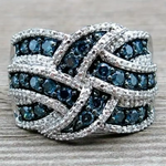 Load image into Gallery viewer, NEW Wedding Blue Crystal Zircon Stone Solid Silver Color Weave Engagement Ring For Women Luxury Jewelry