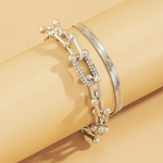 Load image into Gallery viewer, Ins Style 2 in 1 Bracelet Jewelry Set Extendable Stainless Steel Snake Chain Hoop Link Bracelet for Women Girls