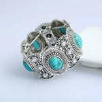Load image into Gallery viewer, Ethnic Style New Boho Silver Tone Turquoise Nepal Tribal Wide Cuff Bracelet
