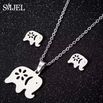 Load image into Gallery viewer, Stainless Steel Paw Necklace Earring for Women Simple Hollow Dog Paw Jewelry Sets Cute Cat Pendant Nekclaces 2023 Birthday Gift