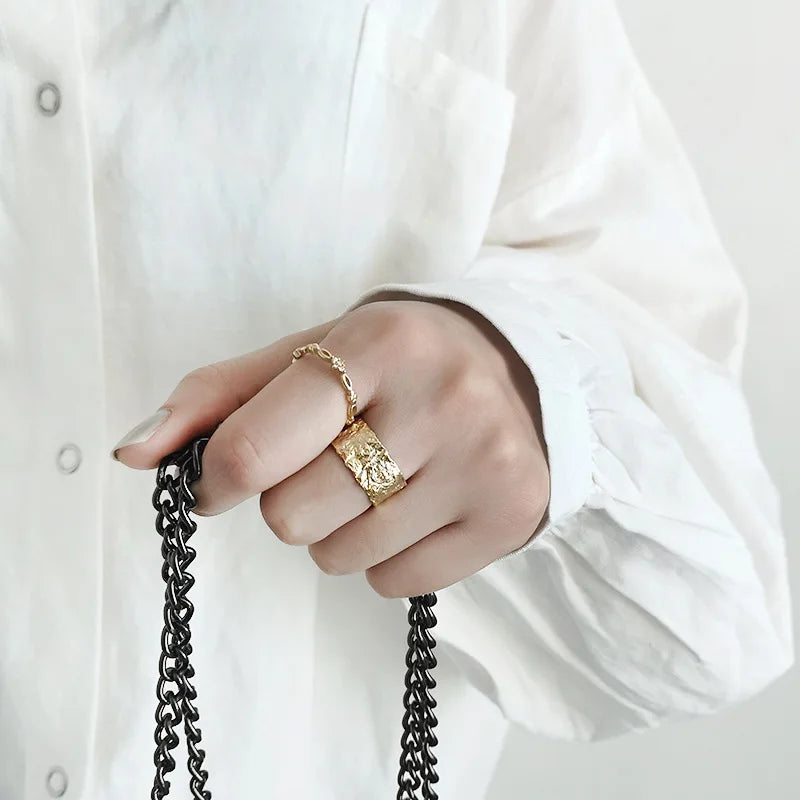 XIYANIKE Prevent Allergy Silver Color  Wedding Rings New Creative Geometric Handmade Anillo Accessories Jewelry Gifts