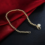 Load image into Gallery viewer, 100% 925 Solid Real Sterling Silver Fashion 4mm Beads Chain Bracelet for Women 20cm For Teen Girls Lady Gift Women Fine Jewelry
