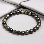 Load image into Gallery viewer, Gold Color Obsidian Bracelet Men Black Natural Stone Beaded Women Men Braslet For Male Yoga Hand Jewelry Accessories Wristband