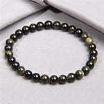 Load image into Gallery viewer, Gold Color Obsidian Bracelet Men Black Natural Stone Beaded Women Men Braslet For Male Yoga Hand Jewelry Accessories Wristband