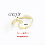 Load image into Gallery viewer, DIEYURO 316L Stainless Steel Fashion Design Geometric Wave Unique Ring Light Luxury Ladies Party Jewelry 3 Colours Adjustable