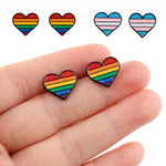 Load image into Gallery viewer, Rainbow Transgender Flag pride LGBT Lovers Heart Piercing Stud Earrings Jewelry For Women Men Gift Stainless Steel Earring