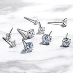 Load image into Gallery viewer, Stainless Steel Gold/Silver Color Earrings 4-8mm Six Claws Zirconia Crystal Stud Earrings For Women Girl Wedding Jewelry