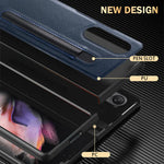 Load image into Gallery viewer, Fashion Lychee Pen Slot Case For Samsung Galaxy Z Fold 6 5 4 3 PU+PC Leather Pattern Cover Anti-knock luxury Cases for Fold5