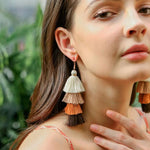 Load image into Gallery viewer, Bohemian 4 Layered Tassel Earrings For Women Ethnic Long Fringe Multi color Statement Dangle Earring GirlsFashion Jewelry